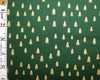 Christmas Fabric - Metallic Gold Trees on Green - Craft Fabric