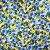 Cotton Lawn Fabric - Water Floral Blue & Yellow Flower Print