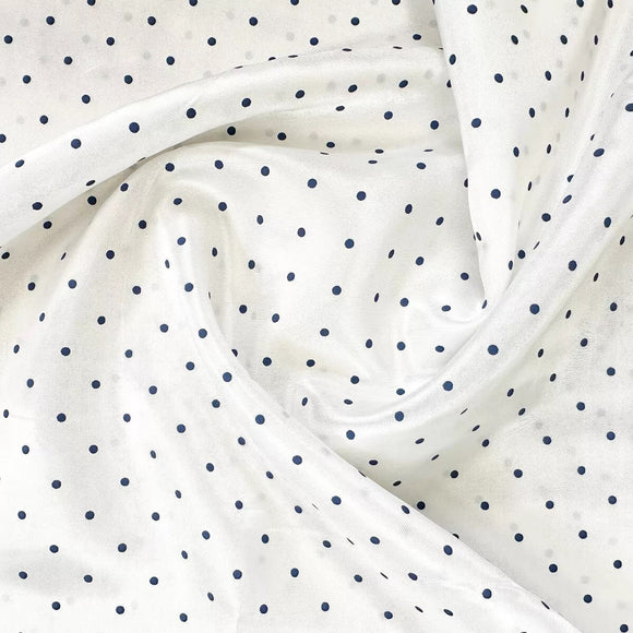 Polka Dot Lining Fabric - White & Navy Blue