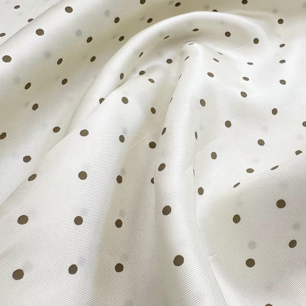 Polka Dot Lining Fabric - Ivory & Brown