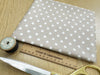 Cotton Fabric - Beige & White Polka Dot Spotty - Craft Fabric Material