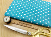 Cotton Fabric - Turquoise & White Polka Dot Spotty - Craft Fabric Material