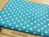 Cotton Fabric - Turquoise & White Polka Dot Spotty - Craft Fabric Material