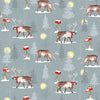 Fat Quarter Bundle - Winter Moon - Grey Christmas Robin Hare Owl Stag Fabric