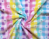 Bubs Fleece Fabric - Digital Print Rainbow Love Heart Check