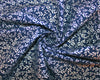 Christmas Fabric - Silver Metallic Leaves on Navy Blue - Craft Fabric