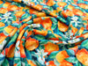 Viscose Fabric - Orange Blossom Watercolour Floral - Dress Fabric Material Metre