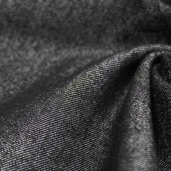 Denim Fabric - Black Plain Washed Stretch Denim - Jeans Fabric Material