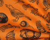 Halloween Fabric - Orange Black Skulls & Spiders - Polycotton Craft Fabric