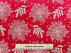 Christmas Fabric -White Poinsettia Flowers on Red - 100% Cotton