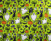 Halloween Fabric - Spooky Ghosts & Cats on Lime Green - Polycotton Craft Fabric