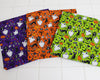 Halloween Fabric - Spooky Ghosts & Cats on Lime Green - Polycotton Craft Fabric