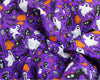 Halloween Fabric - Spooky Ghosts & Cats on Purple - Polycotton Craft Fabric