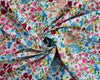 Viscose Fabric - Pink & Blue Blooming Floral - Dress Fabric Material Metre