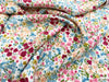 Viscose Fabric - Pink & Blue Blooming Floral - Dress Fabric Material Metre