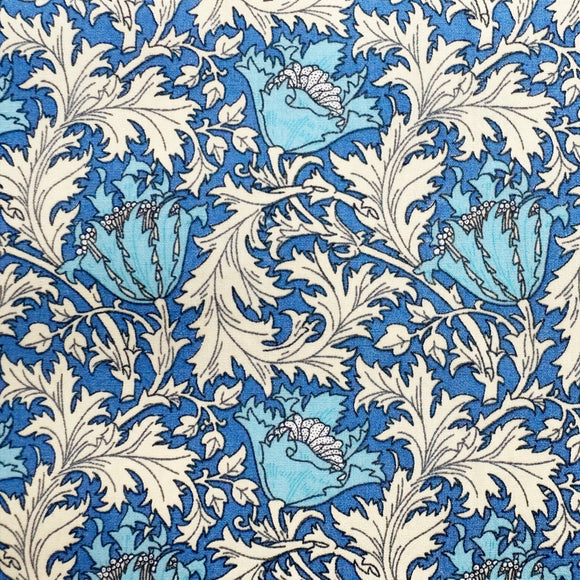 Cotton Fabric - William Morris Blue & Cream Floral Print Craft Fabric Material