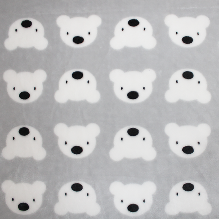 Cuddle Fleece Fabric - Cute Teddy Faces - Grey