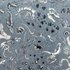 Nutex Fabric - Dinosaur Fossils on Slate Grey Blue