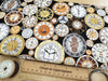 Premium Cotton Fabric - Victorian Vintage Clocks - Craft Dress Fabric Material