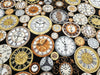 Premium Cotton Fabric - Victorian Vintage Clocks - Craft Dress Fabric Material