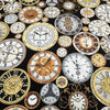Premium Cotton Fabric - Victorian Vintage Clocks - Craft Dress Fabric Material
