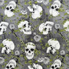 100% Cotton - Skull Duggery Skulls & Ivy on Grey - Nutex Fabric