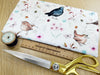 Premium Cotton Fabric - 'Bird Song' Birds Print on Cream - Craft Dress Fabric Material