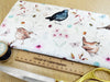 Premium Cotton Fabric - 'Bird Song' Birds Print on Cream - Craft Dress Fabric Material