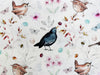 Premium Cotton Fabric - 'Bird Song' Birds Print on Cream - Craft Dress Fabric Material