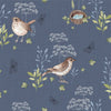 Fat Quarter Bundle - Woodland - Navy Blue Bird Hedgehog Dragonfly Print Fabric