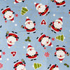 Nutex Fabric - Cute Little Santa & gold Stars on Blue - Christmas Craft Fabric Material