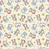 100% Cotton - Festive Cats & Dogs on Cream / Gold - Nutex Fabric - 112cm wide