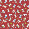 100% Cotton - Festive Cats & Dogs on Red / Gold - Nutex Fabric - 112cm wide