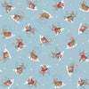 100% Cotton - Winter Wonderland Cute Bunny Rabbits on Blue - Nutex Fabric - 112cm wide