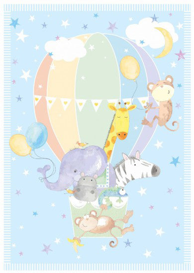 Nutex Fabric - Cute Nursery Balloons New Baby Quilt Sewing Panel - Fabric Material