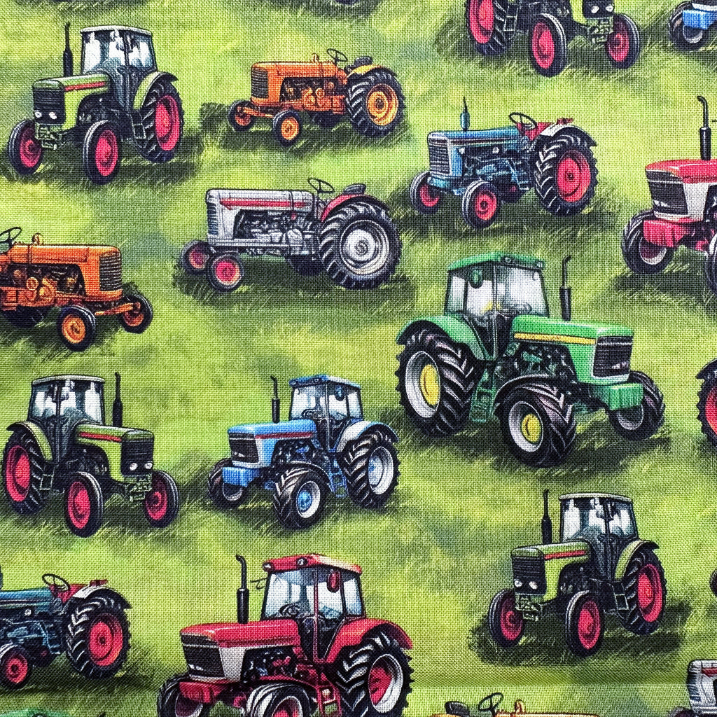 Cotton Fabric - Farmyard Tractors Print - Craft Fabric Material