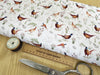Premium Cotton Fabric  - Country Pheasants on Cream - Craft Dress Fabric Material