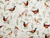 Premium Cotton Fabric  - Country Pheasants on Cream - Craft Dress Fabric Material