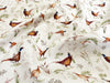 Premium Cotton Fabric  - Country Pheasants on Cream - Craft Dress Fabric Material