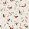 Premium Cotton Fabric  - Country Pheasants on Cream - Craft Dress Fabric Material