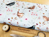 Premium Cotton Fabric - 'Bird Song' Birds Print on Blue - Craft Dress Fabric Material
