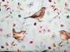 Premium Cotton Fabric - 'Bird Song' Birds Print on Blue - Craft Dress Fabric Material