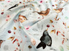 Premium Cotton Fabric - 'Bird Song' Birds Print on Blue - Craft Dress Fabric Material