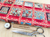 Premium Cotton Fabric - Red & Gold 12 Days of Christmas - Craft Fabric Material