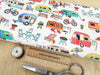 Premium Cotton Fabric - Getaway Camping Caravan Print Craft Fabric Material