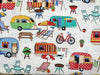 Premium Cotton Fabric - Getaway Camping Caravan Print Craft Fabric Material
