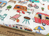 Premium Cotton Fabric - Getaway Camping Caravan Print Craft Fabric Material