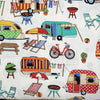 Premium Cotton Fabric - Getaway Camping Caravan Print Craft Fabric Material