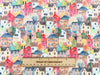 Cotton Fabric - Multi Colour Town Houses - Digital Print Craft Fabric