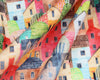 Cotton Fabric - Multi Colour Town Houses - Digital Print Craft Fabric